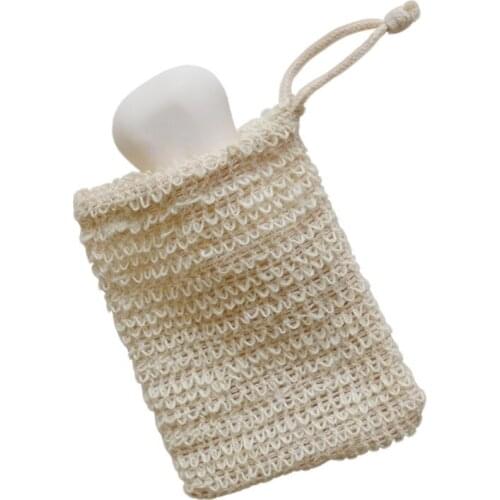 Natural Cotton Linen Foaming Soap Bag Saver Net Mesh Massage Exfoliator Pouch Bathing Bubble Maker Cleaning Tool