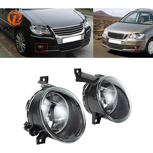POSSBAY Clear Lens Fog Lamp Front Lower Bumper Fog Light Housing for VW Volkswagen Touran 2003-2010 Replacement Car Accessories