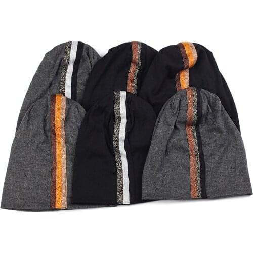 Charm Wood Fashion Woman Man Cotton Beanies Skullies Caps With Stripe Accessories For Adults Unisex Beanies Soft Warm Hat