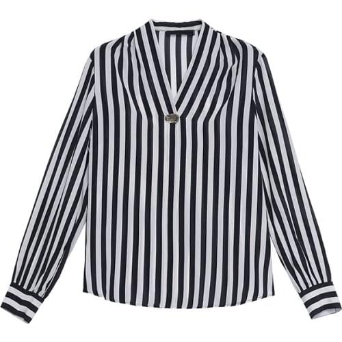 Stripe Silk Womens Tops And Blouses Plus Size Office Blouse Elegant Women Clothes Camisas Tunika Shirt Ropa Mujer Kimono