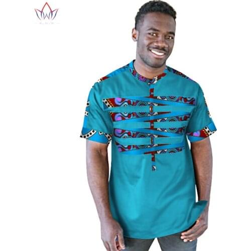 Discount Men shirt Plus Size African Traditional Print Cotton African Clothing Dashiki Pachwork fabric Men Wedding Shirt WYN210
