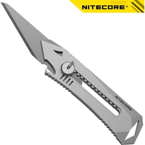 Nitecore NTK10 Titanium Utility Knife Self-defense Multi-Functional Retractable Outdoor Hunting Camping Fishing EDC Tools Silver