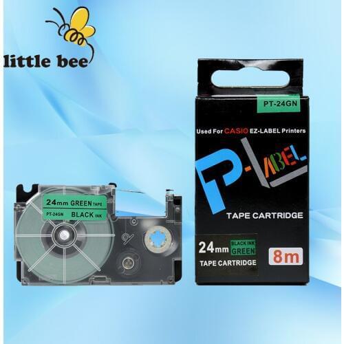 High-quality compatible XR-24GN1 24mm Black on Green label tapes for EZ series label maker