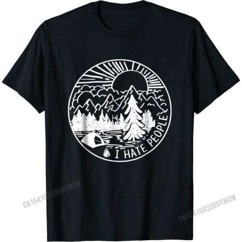 I Hate People I Love Camping Funny T-Shirt Tshirts Unique Cheap Cotton Tops Shirts Normal for Students