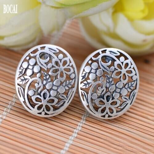 2020 new real pure s925 Sterling Silver Jewelry Personality Hollow Out The Plum Blossom Female Ear Clip woman earrings
