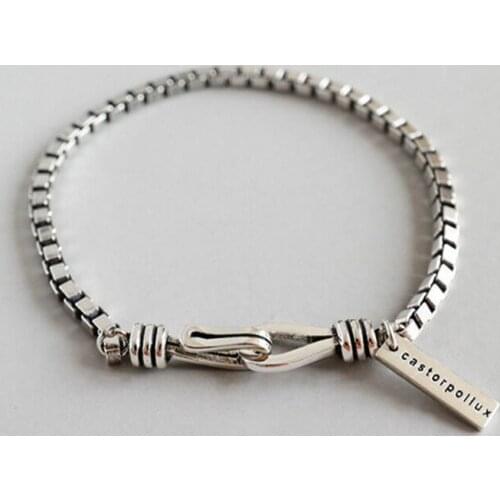 Fashion Vintage Retro 925 Silver Chain Bracelets Letter Charm Bracelets For Women Jewelry Accessories 2021