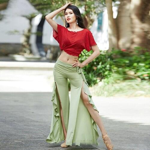 2021 New 4024 High Grade Lotus Pants Sexy Female Belly Dance Dress Suit Women Tops and Trousers Belly Dance Costume Set