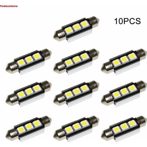 10 Pieces Car Light 36 39 41mm 3SMD White Dome Festoon CANBUS Error Free Car LED Light Bulb