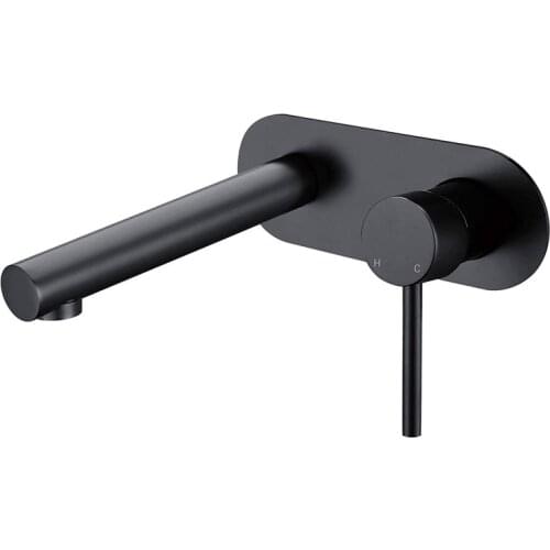 100% Brass Matte Black Round Single Handle Double Holes Concealed Faucet Wall Mounted Hot and Cold Mixer Taps