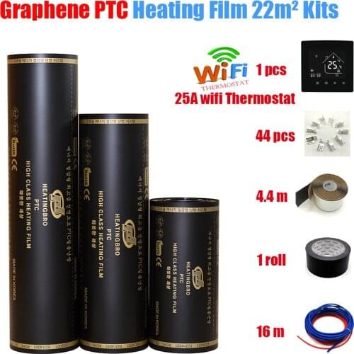 22M2 Kit Self-Regulating PTC Heating Film Warm Floor Overheat Protection 25A WiFi Thermostat Under Laminate Linoleum 50 80 100cm