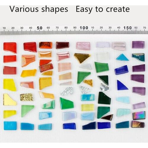 250g DIY Mosaic Fragments Irregular Shaped Handmade Stone Ice Jade Porcelain Jade Crystal Glass Mixed Color Particles