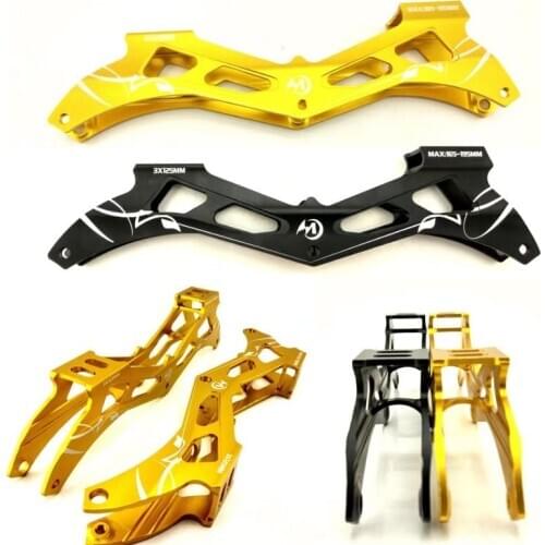3X125mm Inline speed skating guide base for 125mm marathon racing skating asphalt ground road skates shoes frame black golden