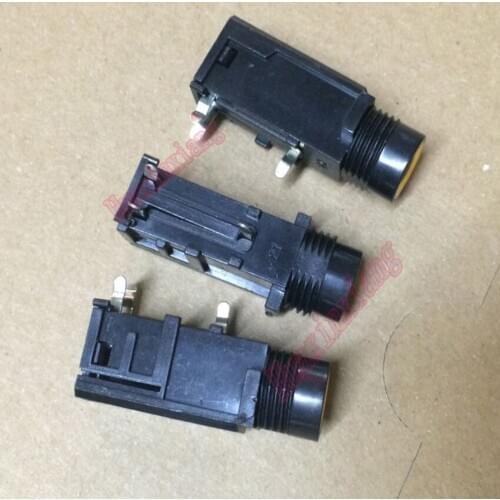 50PCS/Lot 6.35mm Stereo Microphone audio socket/Jack Female Connector With Nuts 3P 3Pin Yellow Mouth