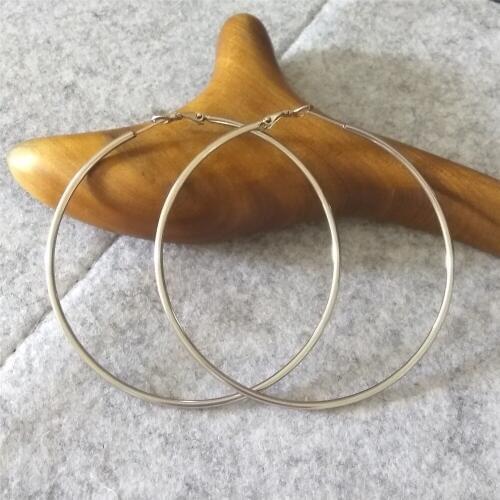 70mm 316L Stainless Steel Hoop Earrings No Easy Fade Allergy Free Big Size
