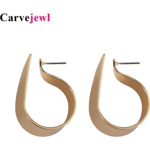 Carvejewl Unique big Metal Stud Earrings Trendy Gold silver color simple Statement Earrings for Women New Fashion Jewelry Gifts