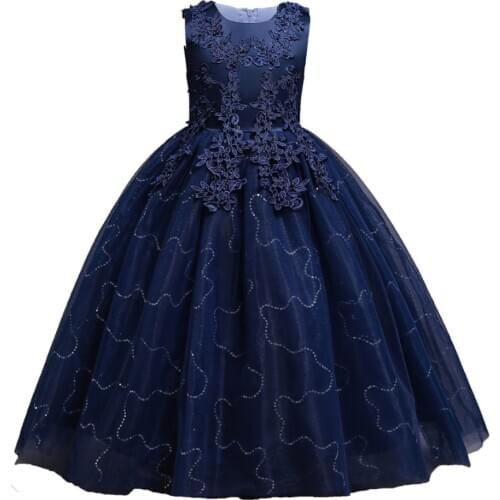 Elegent 5-14 Years Girls Birthday Party Evening Gown Children Clothing for Girls Dress Embroidery Princess Dress Kids Dresses