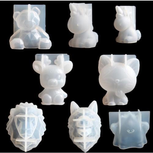 Transparent Unicorn Silicone Epoxy Resin Molds Geometry Bear Rabbit Mould Animal Aromatherapy Candle Making Form Decoration Tool