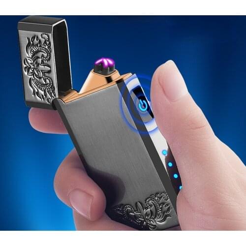 Exquisite Double Arc Pipe Cigarette Lighter Touch Induction Battery Display Charging Lighter Good Voice In Open Gadgets for Men