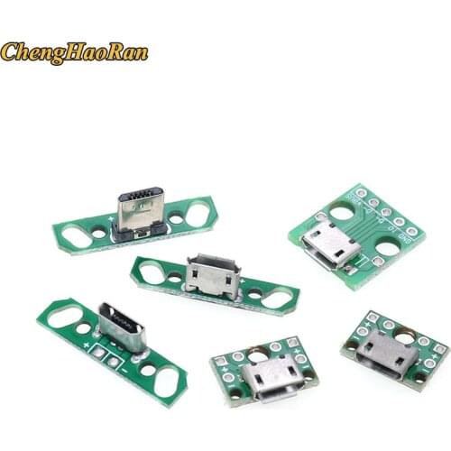ChengHaoRan 1PCS Data Charging Cable Jack Test Board with Pin Header 90 Degree Micro Mini Micro USB Female Male connector