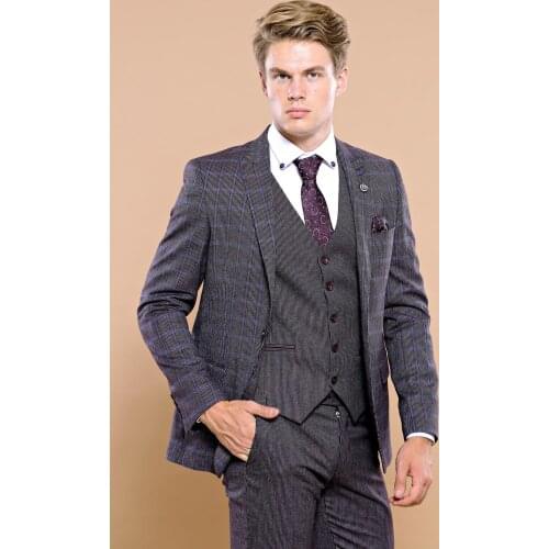 Plaid Slim Fit Vested Mens Suit Wessi