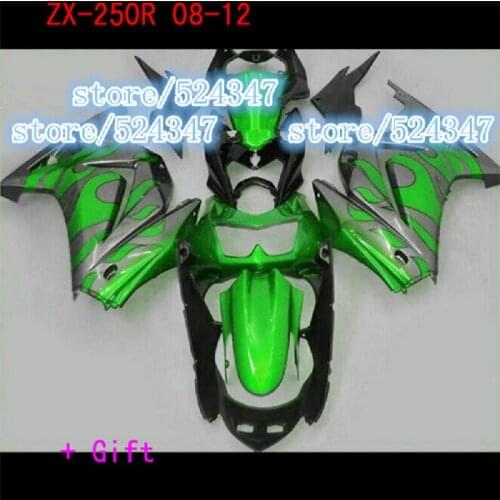 B Caliente venta carenado kit para Kawasaki Ninja 250R 2008 - 2012 EX250 08 09-14 verde negro juego de ZX250R 2009 2010 2012