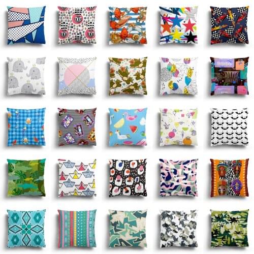 Creative geometric life pillowcase super soft short plush car living room sofa home cartoon cute decoration super size 60x60cm