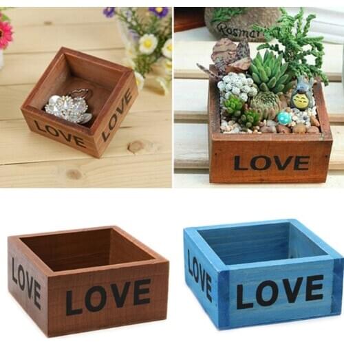 Creative Square Wooden Succulent Plant Flower Bed Pot Box Garden Planter Home Storage fleshy flower pot Garden Pots