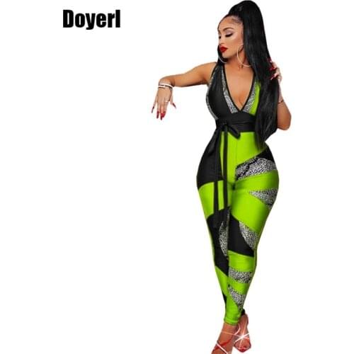 Patchwork Sexy Jumpsuit Clubwear Rompers Elegant Party Bandage Bodycon Jumpsuit Women One Piece Skinny Rompers Womens Jumpsuit