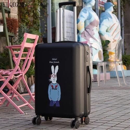 KLQDZMS 20"22"24"26inch Cute Cartoon Rolling Luggage Spinner high quality Brand travel Bags girl/boy Cabin Suitcase On Wheel