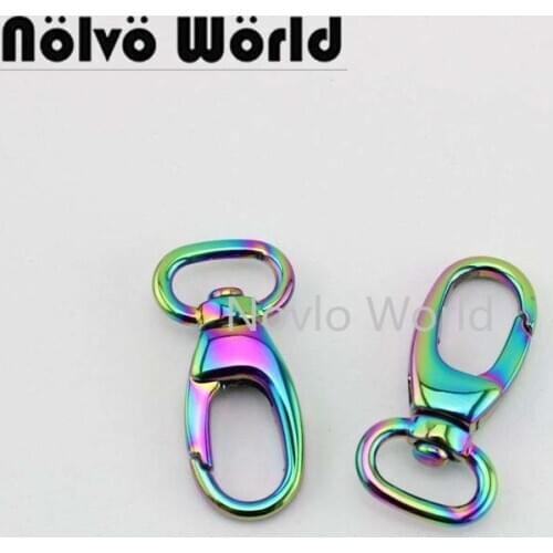 Nolvo World 5-20-100pcs 6 colors 13X37mm Iridescent Rainbow Swivel Snap Hooks,Lobster Claw,Handbag Purse Bag Making