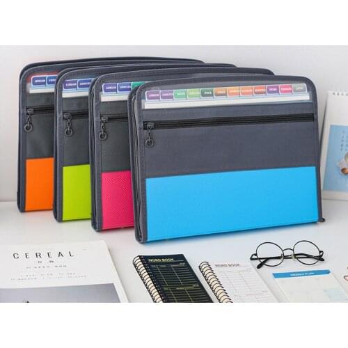 A4 Multi-layer Organ Bag Zipper Information Briefcase Document File Folder Student Test Paper Holder Pack office supplies