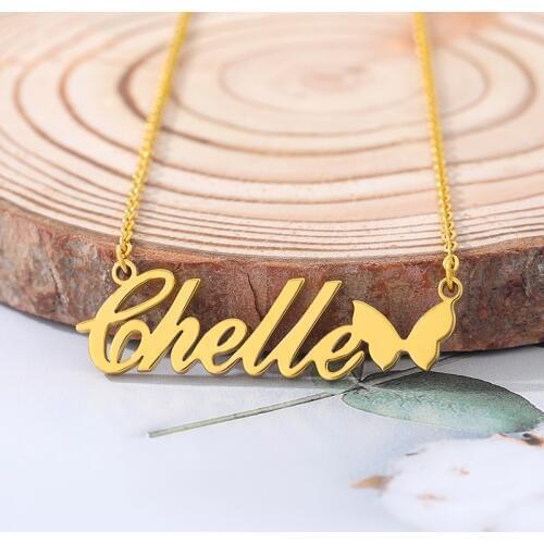 Fashion Butterfly Crown Heart Necklace Personalized Name Choker Necklaces For Women Children Jewelry Handmade Birthday Gifts