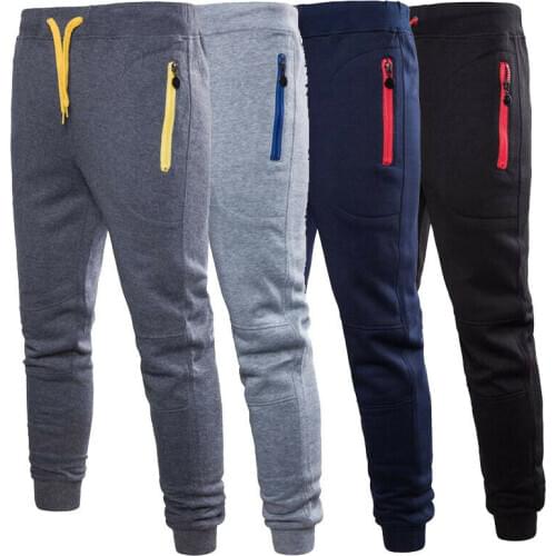 Mens Slim Fit Joggers Jogging Bottom Fleece Gym Winter Skinny Pants Zip Pockets Trousers M-XXXL