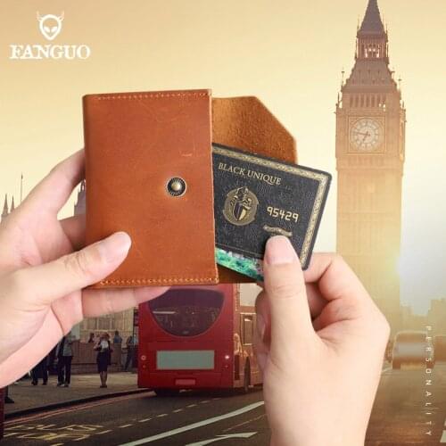 Mens Coin Purse Genuine Leather Credit Card Wallet Handmade Cowhide Mini Small Original Business ID Card Holder Money Pouch