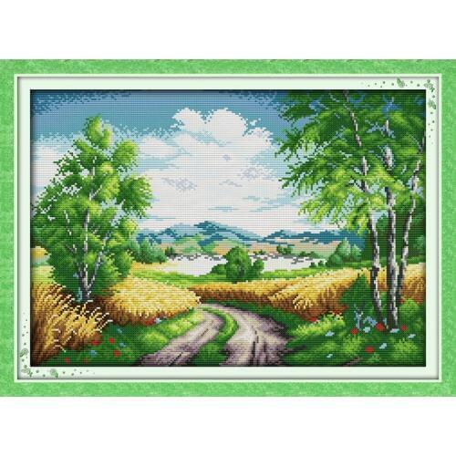 Everlasting Love Country Road Chinese Cross Stitch Kits Ecological Cotton Stamped Printed 11 14CT DIY New Christmas Decorations