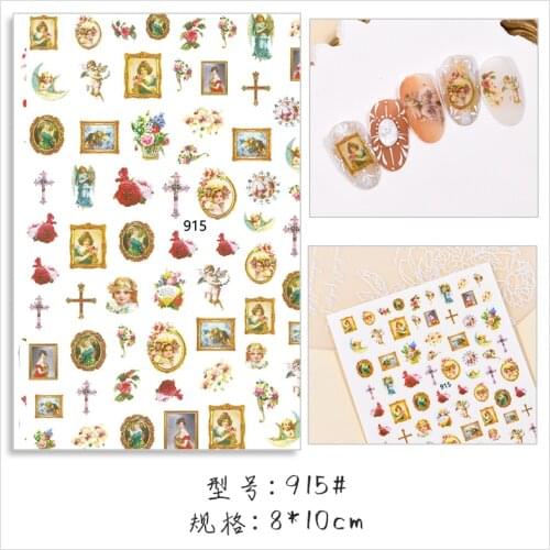 Angel Cupid Nail Stickers Nails Flower Pattern Decals Cherubs Nail Art Water Sliders DIY Manicure Transfer Wraps 913-918