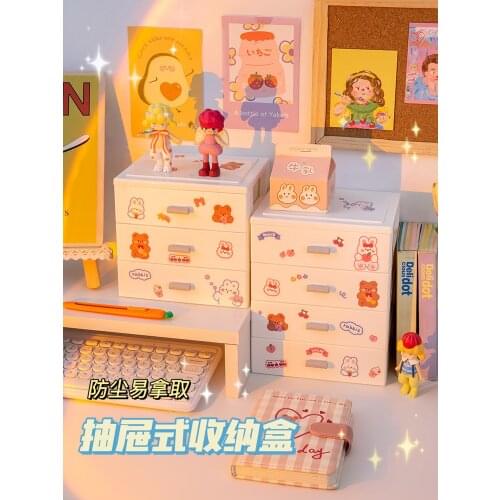 Cute Storage Box Desktop Student Ins Desk Supplies Pen Drawer Type Desk Small Stationery Rack Storage Box Organizer