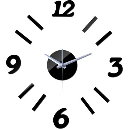 New promotion clock on wall diy round mirror glass for bedroom office home decoration silent Acrylic