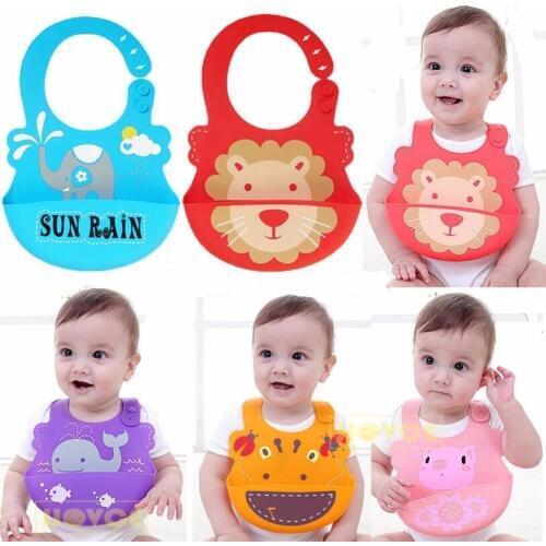 New Waterproof silicone Baby bibs feeding Infant saliva towel newborn cartoon Animal aprons Baby Food-grade Bibs Hot Sale