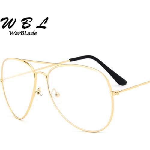 WarBLade Men Band Glasses Alloy Gold Frame Glasses Classic Optics Eyeglasses Transparent Clear Lens Fake Glasses Female