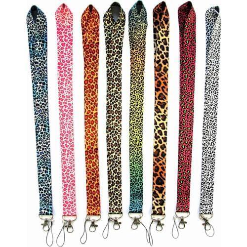 Wholesales 30 Pieces/lot High Quality Universal Mobile Phone Strap Fashion Leopard Neck Lanyard Key Strap Badge Holder Strap