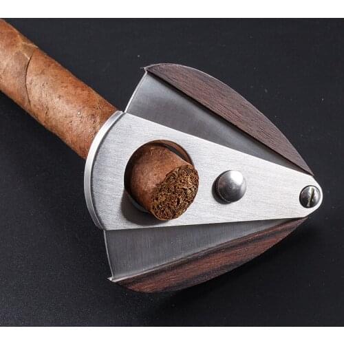 Portable Cigar Cutter Cigar Scissors Stainless Steel Wood Sector Edged Blade Metal Cigar Accessories With Gift Box Wholesale