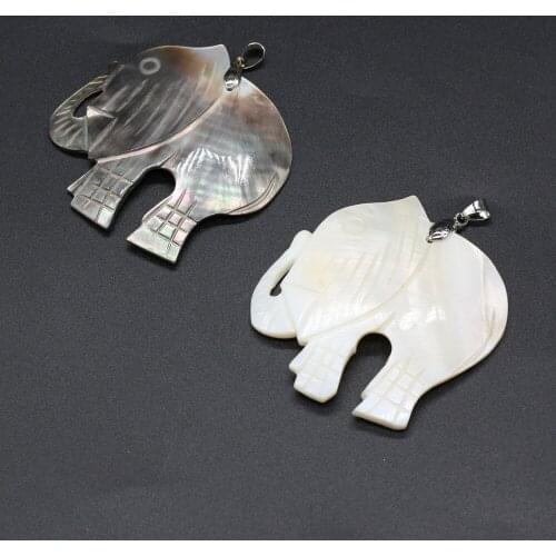 Natural Elephant Shape Mother of Pearl Shell Pendant for DIY Earring Necklace Earring Jewelry Making Women Gift Size 50x50mm