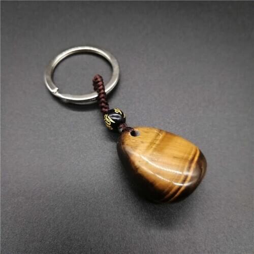 Natural yellow tiger eye ore stone crystal stone KeyChain nunatak energy chakra stone crystal KeyChain