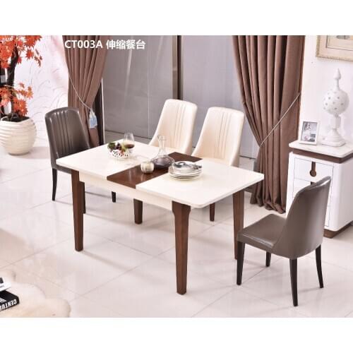 CT003A Tempered glass surface solid wood frame with folding function modern living room furniture dining table
