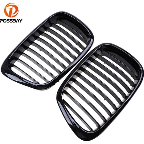 POSSBAY Front Gloss Black Paint Kidney Grille Grills for BMW 5-Series E39 530i/535i/540i/540iP/M5 Sedan 1995-2003 Bumper Grill