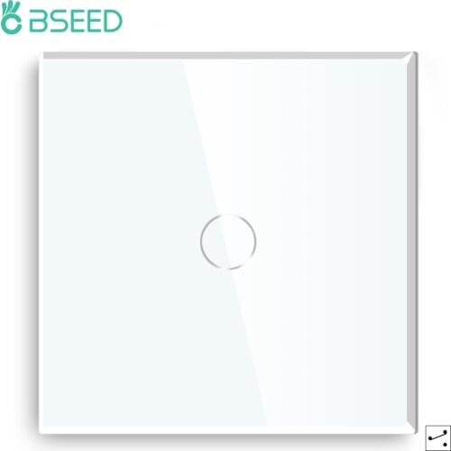Bseed Brand 1 Gang 2 Way Touch Switch EU Standard Touch Sensor Switch Black White Golden 3 Colors With Glass Panel