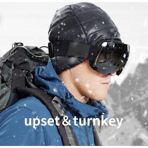 Unisex Winter Outdoor Waterproof Windproof Ear-cap Thermal Fleece Lined Down Skull Beanie For Cycling Ski Hiking Camping Hat