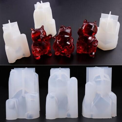 Silicone Silicone Mold Fortune Cat Kitten New Year Spring Festival Home Decoration DIY Jewelry Ornaments Desk Decor Epoxy Resin