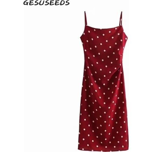 Vintage dress women 2021 spaghetti strap dresses summer clothes women sexy midi dress black polka dot dress party vestidos new